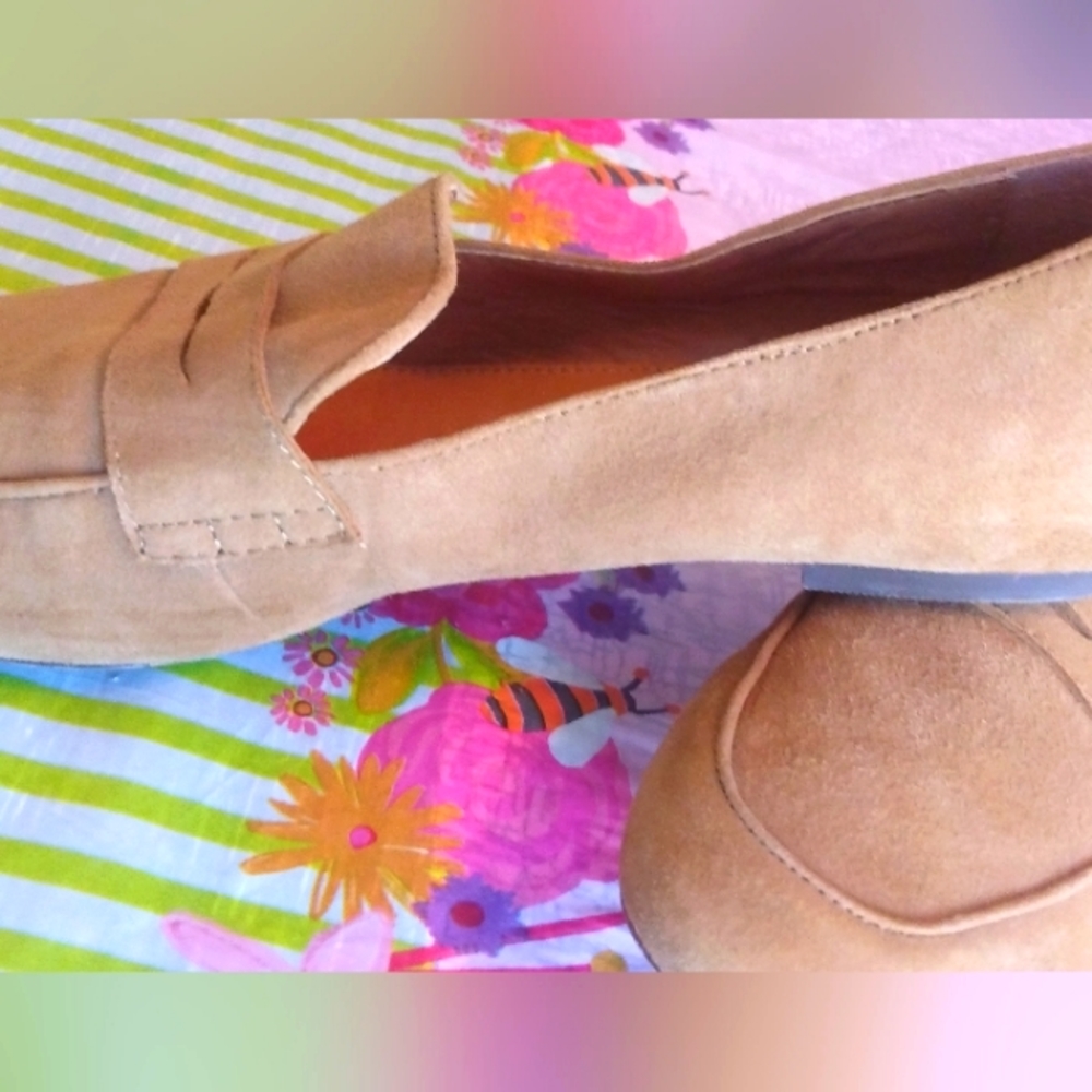 J Crew Leather Light Brown Suede Velour Loafers sz9.5